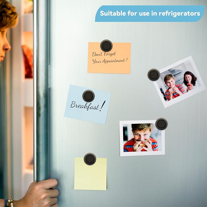 ZDZBLX Fridge Magnets 28 Pack, Strong Refrigerator Magnets Small Heavy Duty Mini Magnet, Cute Round Magnets for Whiteboard Fridge Locker Classroom Office Use, Decorative Black Magnet for Home, School