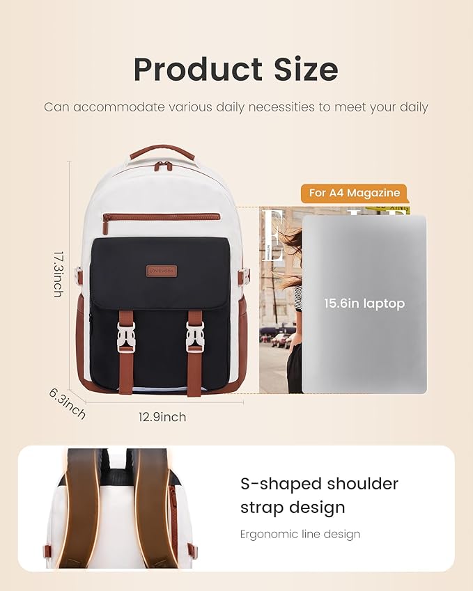 LOVEVOOK School Backpack for Teen Girls，Casual School Backpack 14-18 Teenage 15.6 Inch Laptop Bookbag, Cute Big Student Laptop Backpack for College Women Middle High School Travel Daypack