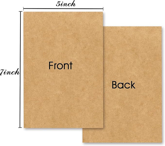 5 x 7 Craft Blank Kraft Cardstock, 50 Pcs Thick Paper - 80lb Flat Cards Stock Printer Paper for DIY Invitations, Notes, Greetings, Table Cards - Writing, Stamping, Drawing, Painting