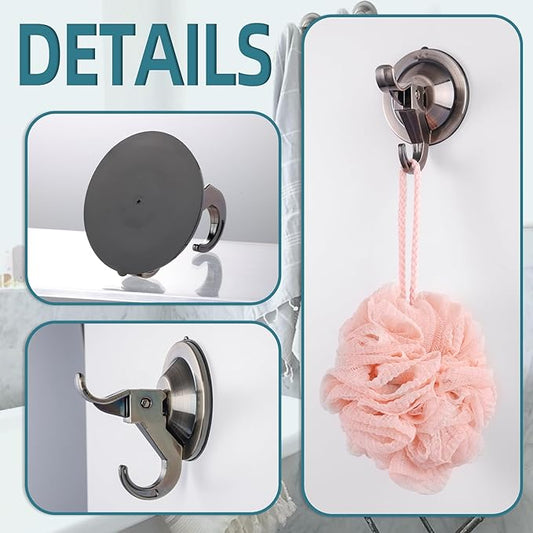 Antimbee Shower Suction Cup Hooks, 10 Pack Removable Glass Wall Holder Hook, Small Suction Utility Hook for Bathroom Kitchen Decor, Up to 11 lbs on Smooth Surface-2 Hooks Design (Vintage Copper)