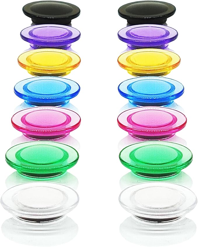 Fridge Magnets - 14 Pack Strong Refrigerator Magnets, Heavy Duty Small Magnets with 7 Colors, Whiteboard Magnet for Crafts, Locker, Office & Kitchen, Clear Round Mini Cute Decorative Magnet