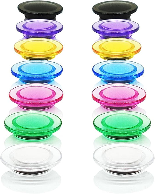 Fridge Magnets - 14 Pack Strong Refrigerator Magnets, Heavy Duty Small Magnets with 7 Colors, Whiteboard Magnet for Crafts, Locker, Office & Kitchen, Clear Round Mini Cute Decorative Magnet