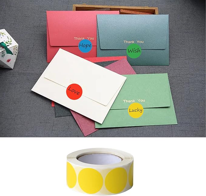 1000 Pieces 1 Inch Round Color Coding Labels Writable Circle Dot Labels Self Adhesive Color Round Stickers for Inventory Home Organize, File Classification(2 Rolls, Yellow)