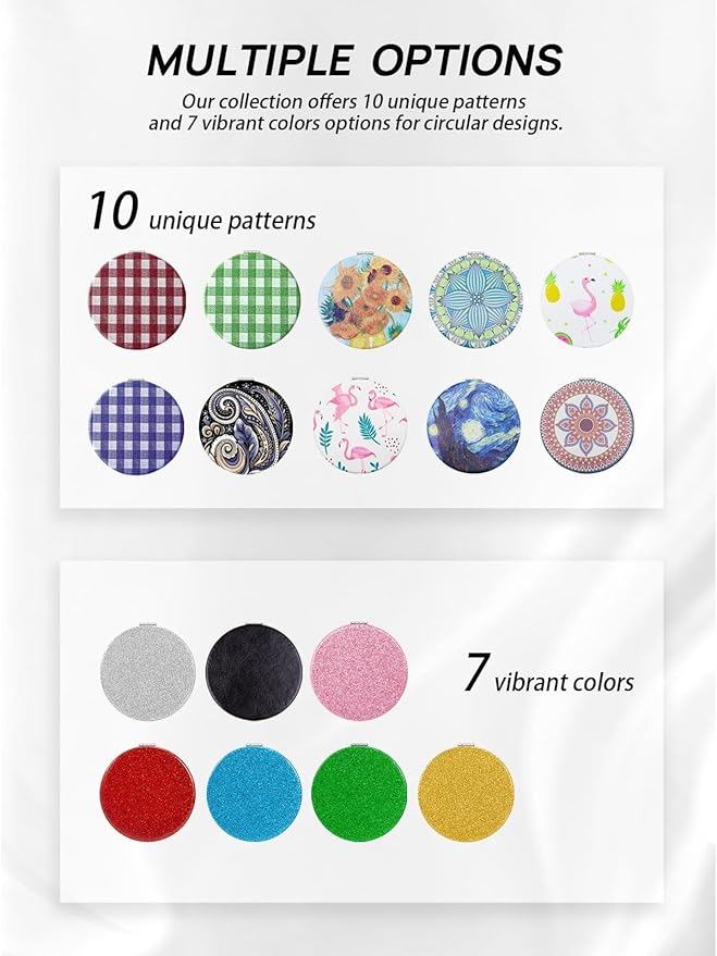 OMIRO 1X/10X Magnifying Compact Mirror with PU Leather, Ultra-Portable for Purses and Travel, Round Pink