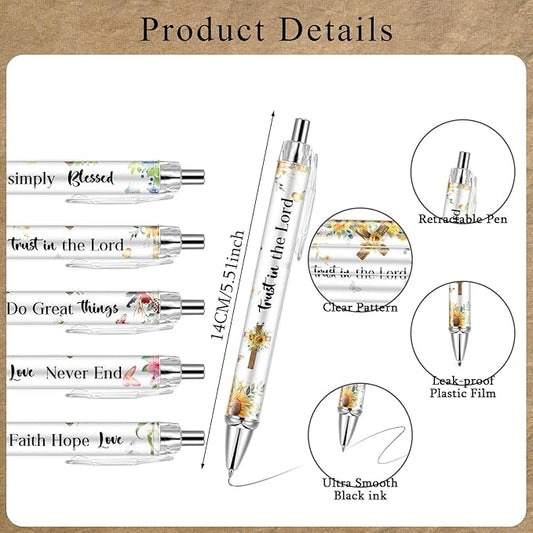 10 PCS Bible Verse Pens, Christian Pen Set, Christian Ballpoint Pens for School Office Church Supplies