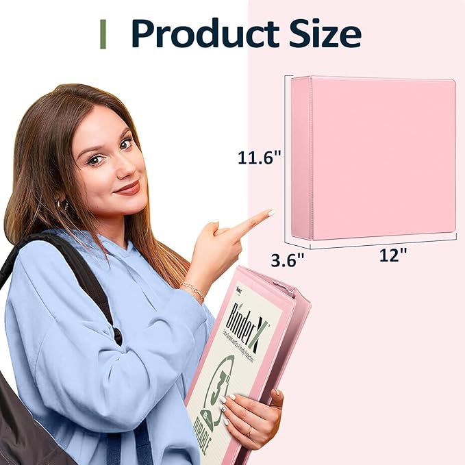 Sooez BinderX Extra Durable 2 Pack 3 Inch 3 Ring Binder, D-Ring Large Binder, Each Holds 670 Sheets of 8.5x11 Paper, Customizable View Cover with Inside Pocket