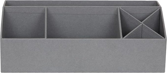 Bigso Elisa Desktop Organizer - Durable Office Desk Organizer with 7 Compartments for Office Supplies and Accessories - 13.1 in x 4.9 in x 4.9 in - Grey