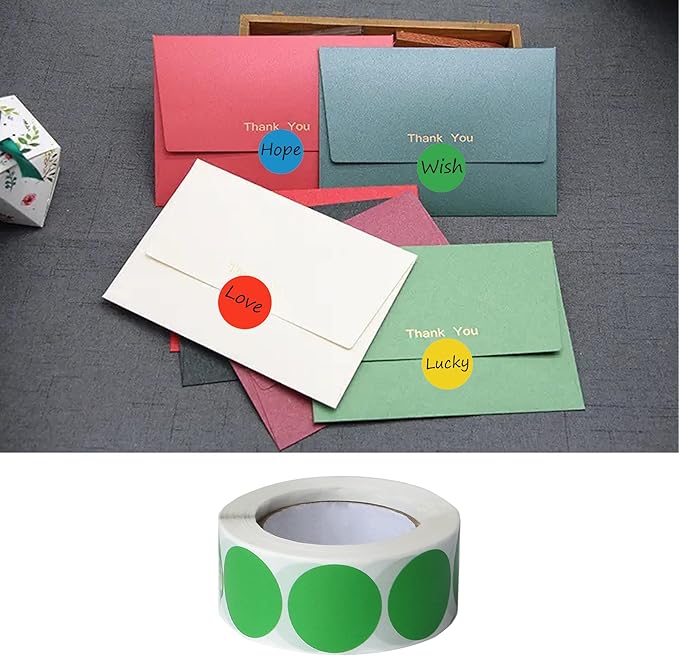 1000 Pieces 1 Inch Round Color Coding Labels Writable Circle Dot Labels Self Adhesive Color Round Stickers for Inventory Home Organize, File Classification(2 Rolls, Green)