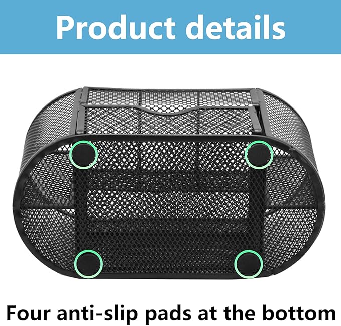 TWSOUL Mesh Desk Organizer, Multi-Functional Pencil Holder for Desk, Small Black Desk Organizer for Pen, Pencil, Small Office Supplies and Stationary Accessories Storage Organization