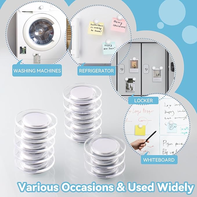 ZDZBLX Fridge Magnets 28 Pack, Strong Refrigerator Magnets Small Heavy Duty Mini Magnet, Cute Round Magnets for Whiteboard Fridge Locker Classroom Office Use, Decorative White Magnet for Home, School