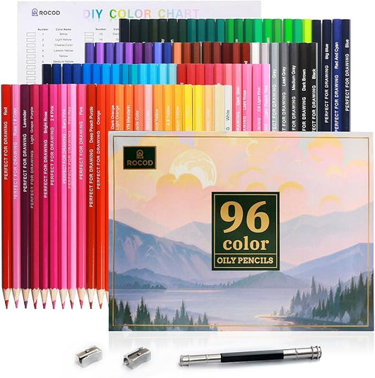 Colored Pencils for Adult Coloring Books, 96 Color Pencil Set, Soft Core Coloring Pencils, Colour Drawing Pencil Set with Sharpener for Adult Artist Coloring, Drawing, Sketching