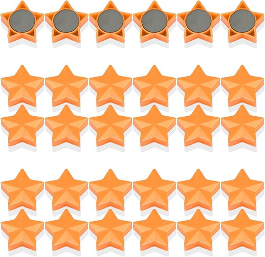 Fridge Magnets - 30 Pcs Refrigerator Magnets Strong Small Whiteboard Magnet, Heavy Duty Mini Magnets for Kitchen, Locker, Office, Classroom & Office Use - Decorative Cute Magnet (Star, Orange)
