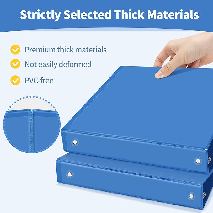 SUNEE 3 Ring Binder 1 Inch 1 Pack, Clear View Binder Three Ring PVC-Free (Fit 8.5x11 Inches) for School or Office Supplies, Blue