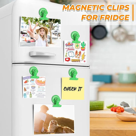 VNDUEEY 20 Pack Magnetic Paper Clip Dispenser Holder, Paperclip Dispenser for Desk, School, Office, Fridge Magnets Refrigerator Magnets, Magnet Clips for Whiteboard Locker (Green) ﻿