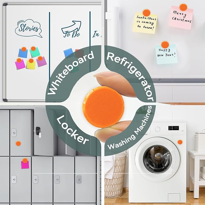 Fridge Magnets, 30 PCS Magnet Refrigerator Magnets Small Magnets for Whiteboard, Round Strong Magnets Heavy Duty Magnets Cute Mini Whiteboard Magnets for Fridge Locker Classroom Office (Orange)