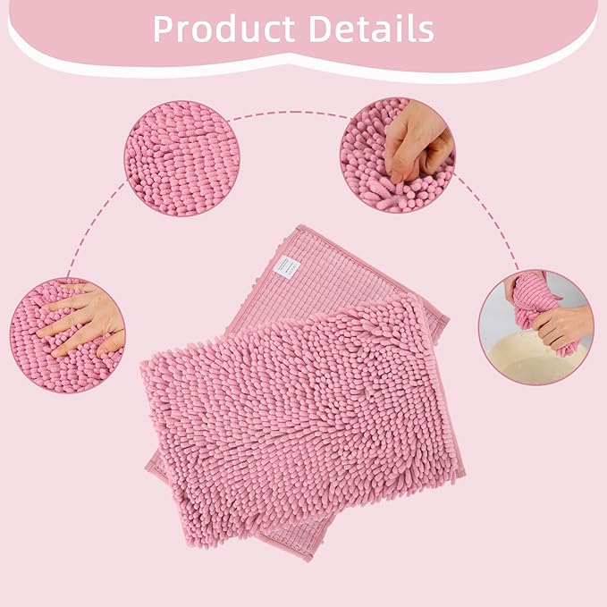 Locker Rug School Girl Rugs Carpet Chenille 100% Microfiber Locker Carpet with Non Skid Backing Locker Decorations (Pink, 11.5X17.5)