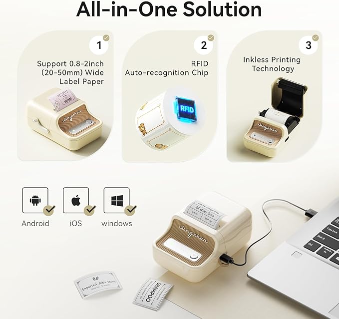 NIIMBOT B21 Label Maker, Portable Bluetooth Label Printer for Small Business, Sticker Maker with Tape for Gift Barcode, Clothing, Retail, Bakery, Mailing, Candles, Jewelry, Craft Organizing,White