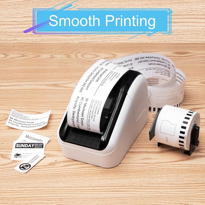 MarkDomain DK-2205 Compatible with Brother DK2205 (2.4 in X 100 Ft) Label Maker Tape Use with QL-800 QL 600 810W 820nwb Printer - 8 Continuous White Paper Rolls + 1 Frame