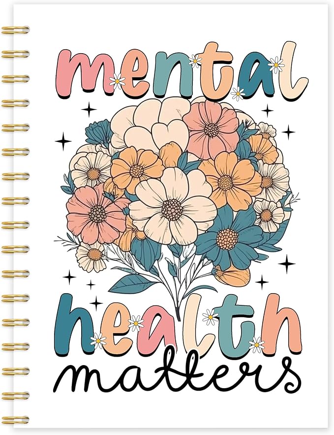 OTKBD Mental Health Matters Notebook, Boho Floral Inspirational Journal for Women, Therapy Notebook for Therapist, School Counselor Office Must Haves, Psychology Gifts, 5.5x8.3 Inch
