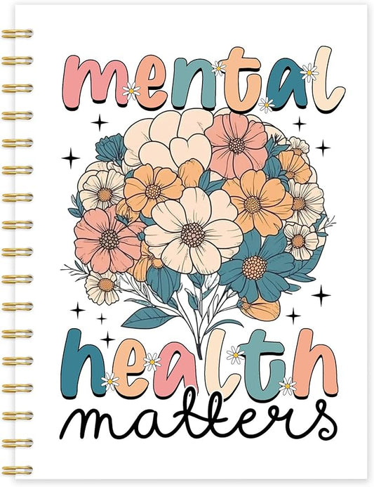 OTKBD Mental Health Matters Notebook, Boho Floral Inspirational Journal for Women, Therapy Notebook for Therapist, School Counselor Office Must Haves, Psychology Gifts, 5.5x8.3 Inch