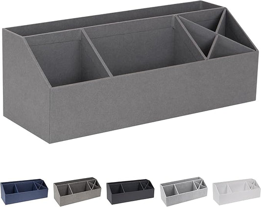 Bigso Elisa Desktop Organizer - Durable Office Desk Organizer with 7 Compartments for Office Supplies and Accessories - 13.1 in x 4.9 in x 4.9 in - Grey