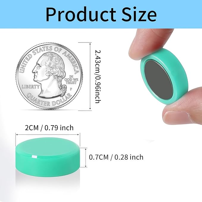 Fridge Magnets, 30 Pack Strong Small Heavy Duty Magnets, Decorative Mini Cute Round Refrigerator Magnets for Whiteboard, Crafts, Fridge, Locker, Classroom, Office,Kitchen (Green)