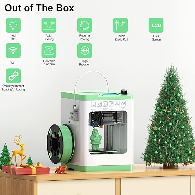Tina2S 3D Printers with WiFi Cloud Printing, Huge Models Library, Fully Assembled, Mini 3D Printer for Beginners and Kids with Auto Leveling, High Precision FDM 3D Printer for School, Home, and Office