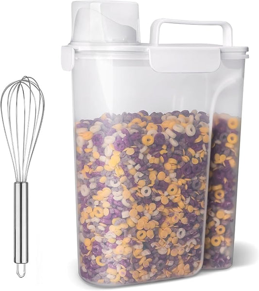 Rice Airtight Dry Food Storage Containers 10Lbs, BPA Free Plastic Storage Bin Dispenser with Pourable Spout, Portable Handle, Kitchen Pantry Organization for Cereal, Flour and Baking Supplies