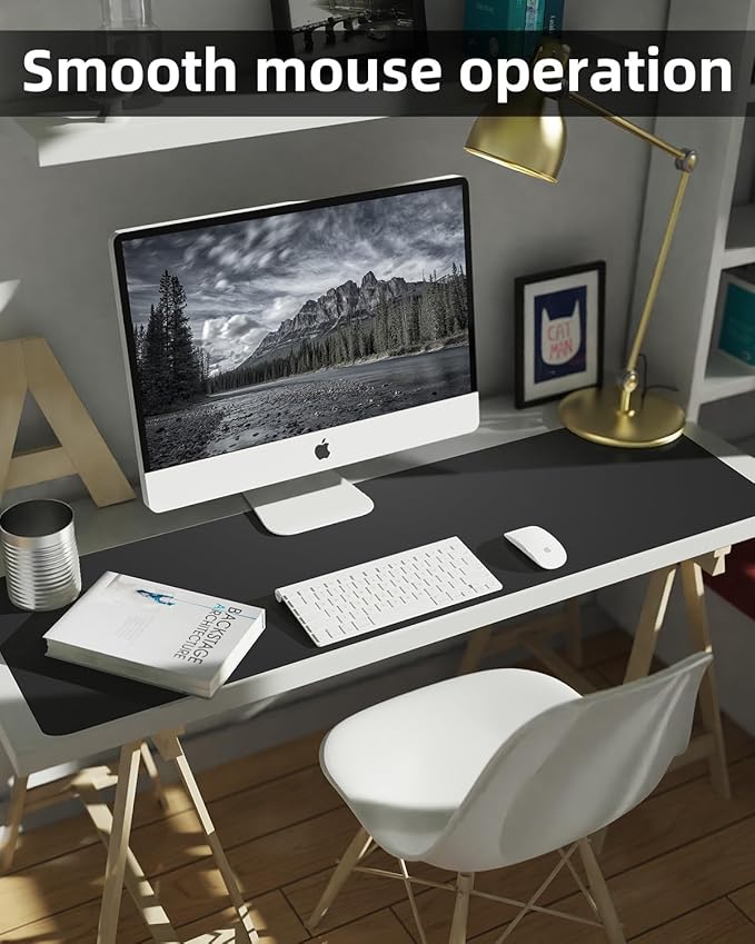 Desk mat Large, Leather Desk Pad Protector,Office Desk Mat,Mouse Pad, Non-Slip Desk Blotter, Laptop Desk Pad, Waterproof Desk Writing Pad for Office&Home (Black,48" x 24")