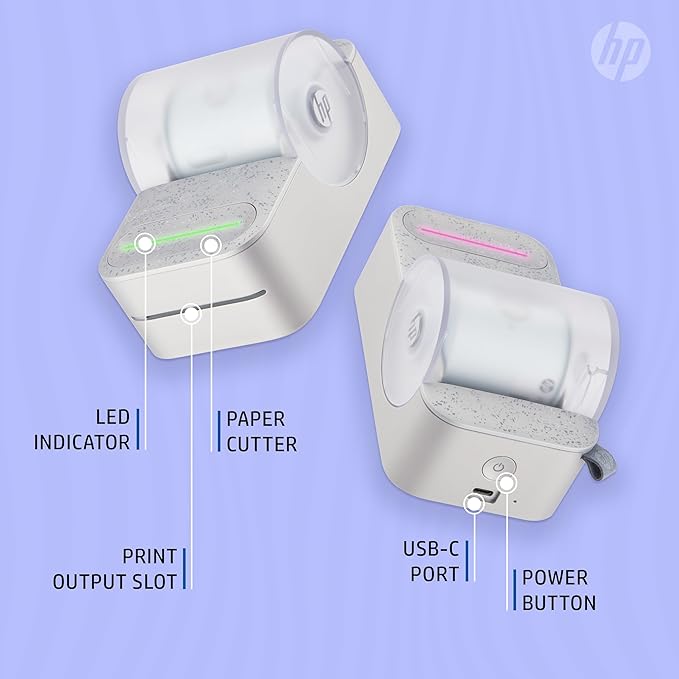 HP Sprocket Panorama Instant Portable Color Printer (White) 2” x .5”- 9” Zink Sticky-Backed Paper -Create Personalize Prints, Photobooth Strips, Labels & Custom Designs in The App