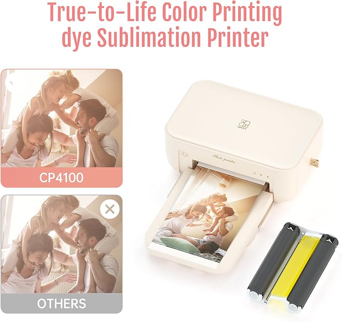 HPRT 4"X 6" Photo Paper 108 Sheets and Two Ribbons，Designed for CP4100/CP4000L Photo Printer