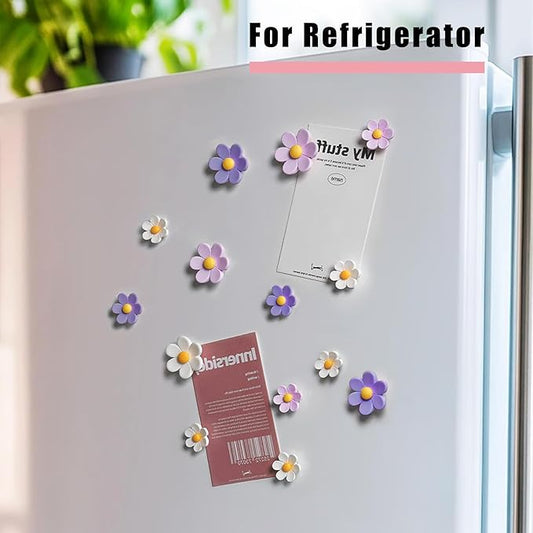 16 pcs - Cute Flower Magnet, Purple Magnet for Fridge and Locker, Whiteboard, and Decoration (16 pcs-Flower-Purple)