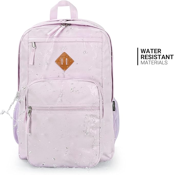 ZORFIN 26L Backpack for School, College, and Travel: Water Resistant Bookbag with 8 Compartments - Lavender