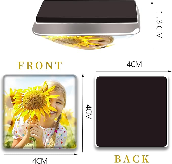 3PCS 40MM Square Picture Magnets Photo Custom Fridge Magnet Personalized Refrigerator Magnets for Whiteboard Decorative Funny Magnets for Kitchen Office