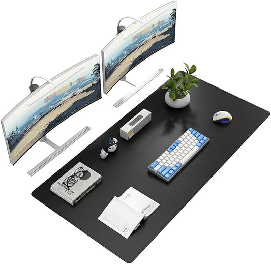 DAWNTREES Desk Mat Protector,PU Leather Desk Pad,Non Slip, Large Mouse Pad and Keyboard Mat, Waterproof Writing Pad for Office and Home (Black,47.2''x23.6'')