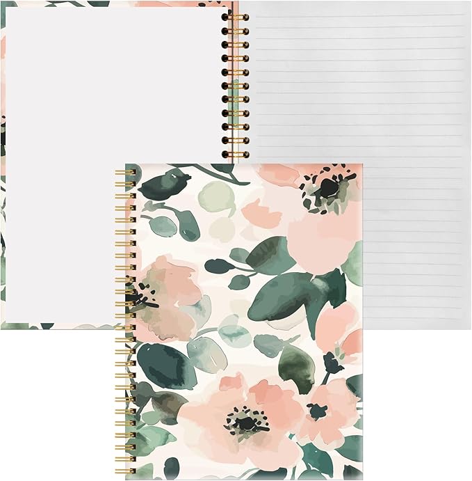 Spiral Notebook A5, Hardcover Journal for Women, 120 Pages Thick College Ruled Paper, Perfect for Office, School, or Home Use(Abstract Flower)
