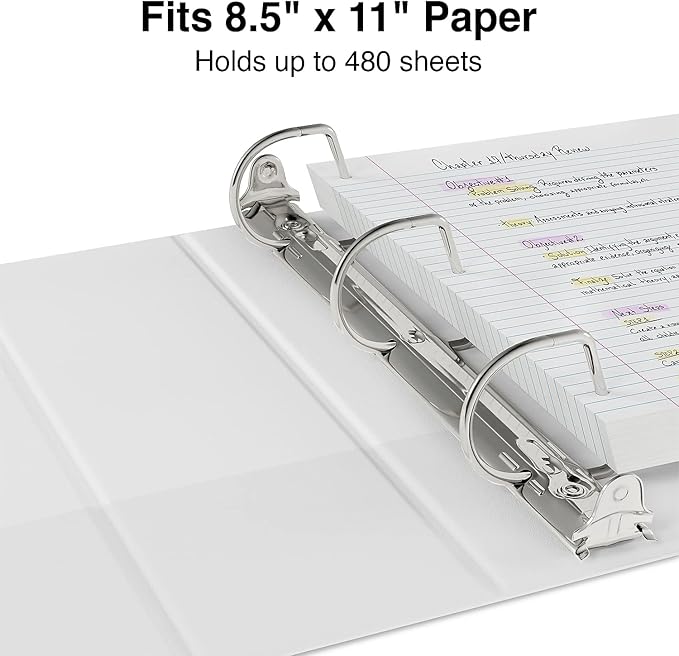 Staples 3-Ring Binder, 1 Inch D-Ring Organizer for Home, Office, School, Holds up to 220-Sheets, 12-Pack, White