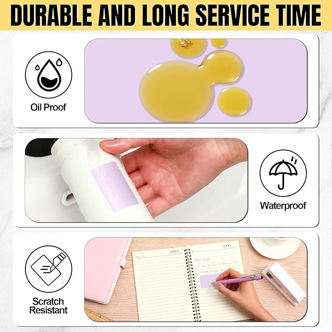 Ctosree 12 Rolls Printer Labels Adhesive Thermal Paper Waterproof Thermal Label Stickers Compatible with Phomemo M110 M221 M220 M120 M200 M110s Printer (Macaron Colors,1.18 x 1.96 Inch)