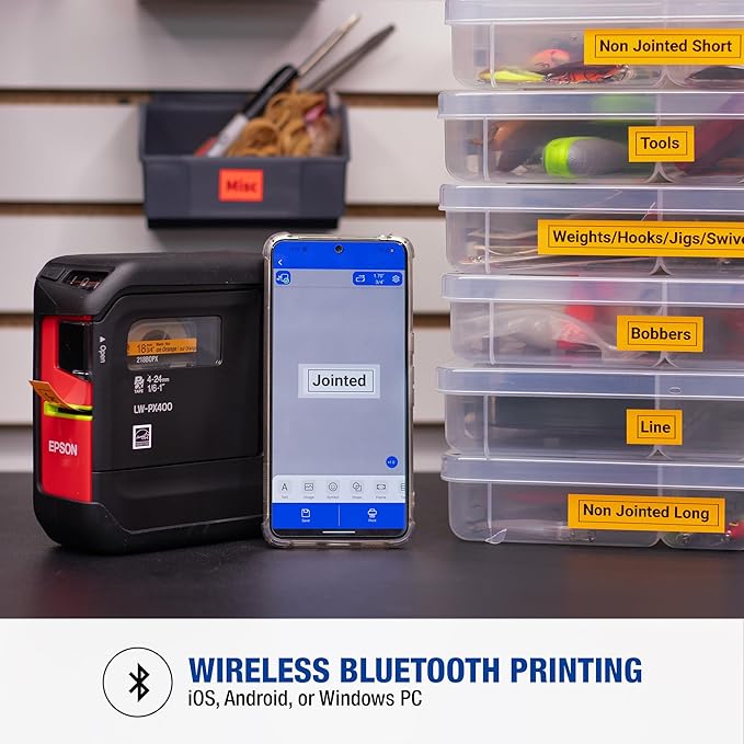 LABELWORKS Epson LW-PX400 Industrial Label Maker Kit - Complete Kit with Accessories, Shrink Tube and Self-Laminating Wrap Compatible, Portable Wireless Label Printer