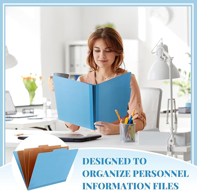 72 Pcs Classification Folders Letter Size, 3 Divider Pressboard File Folder with Fasteners, Expanding File Organizer Bulk for Teachers, Clergy, Office, Church, Christmas Donations (Blue)