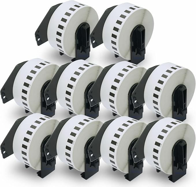 BETCKEY - Compatible Continuous Labels Replacement for Brother DK-2210 (1.1 in x 100 ft), Use with Brother QL Label Printers [10 Rolls]