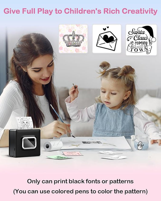M02D Mini Pocket Bluetooth Thermal Printer, Mini Thermal Printer, Sticker Maker Machine, DIY Creation, Photos, Office, Notes, List, Gift Card, Receipt Printer - Black