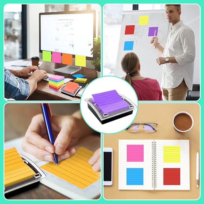 6 Pcs Pop Up Sticky Note Dispenser Sticky Note Holder Pop Up Note Dispenser Transparent Top for 3 x 3 Inch Sticky Notes School Office Home Store Black Base Clear Top