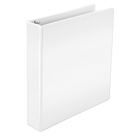Amazon Basics 3 Ring Binders, 1.5 Inch, 4 Pack, D-Ring Organizer for School, Home Office, White