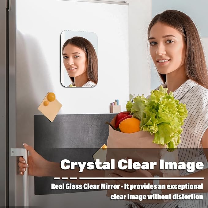 Magnetic Locker Mirror 5.5''x7'' Small Real Glass Makeup Mirror with Magnetic Backing Cute Locker Decorations for Office Cabinet Lockers Accessories