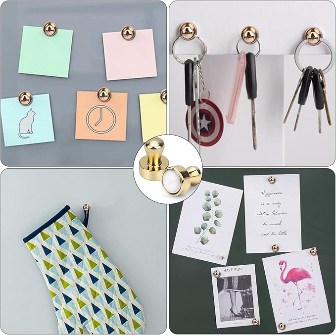 LOVIMAG 200Pcs Gold Fridge Magnets, Small and Strong Magnets for Whiteboard, Office, Classroom, Map, Kitchen, Office, Locker Accessories