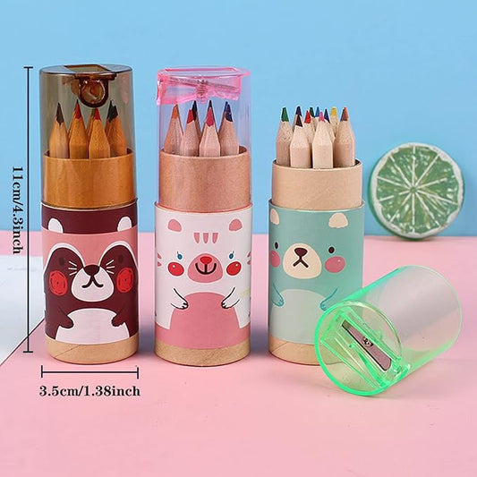 20 Packs Mini Colored Pencils with Sharpener in Tube Portable Drawing Art Cartoon Pencils for 3 Years Old and Up Kids Adults Writing Sketching Painting,12 Colors in Tube