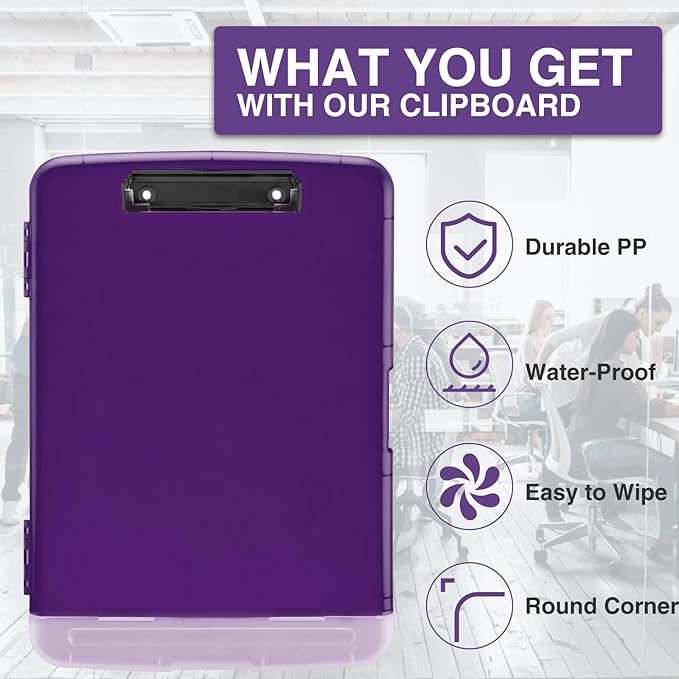 Sooez Clipboard with Storage, High Capacity Nursing Clipboards with Pen Holder, Clip Boards 8.5x11 with Storage, Low-Profile Clip, Lightweight Plastic Clipboard for Teachers, Lawers, Office Workers
