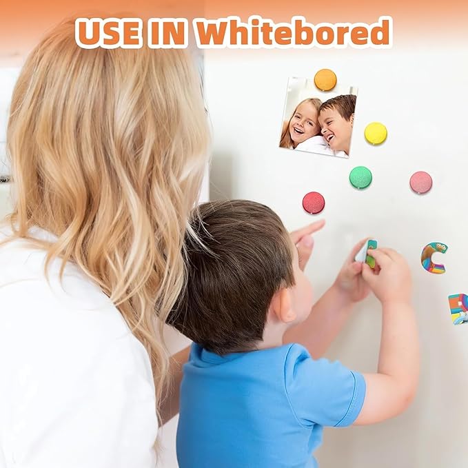 Qualsen Refrigerator Magnets - 30pcs Strong Mini Magnets for Fridge, Whiteboard, Locker & Kitchen - Sky Blue