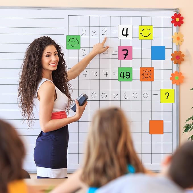 Reusable Magnetic Sticky Notes,3”x3”,24Pack,Dry Erase Magnets Magnetic Labels,Bright Colors Magnet Sheets,Easy to Post for Fridge,Whiteboard,Locker